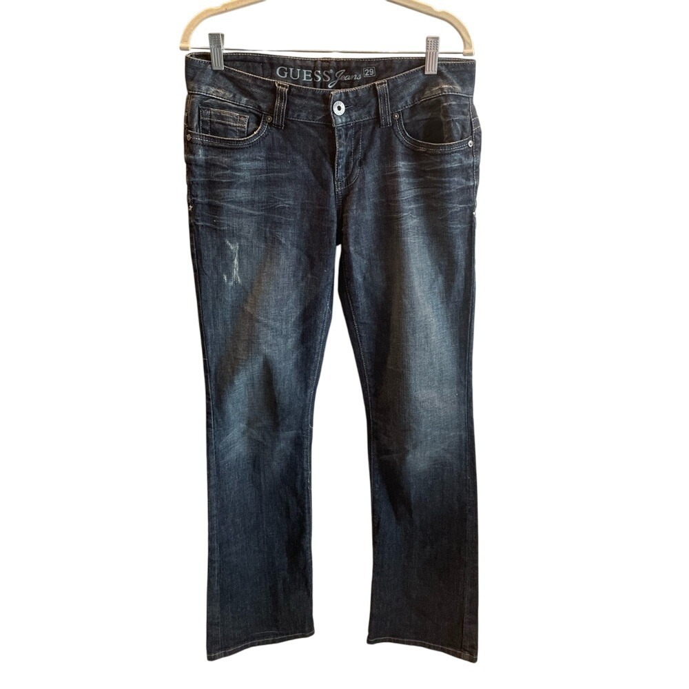 Guess Daredevil Bootcut Jeans Dark Wash Low Rise‎ Stretch Denim Size 29
